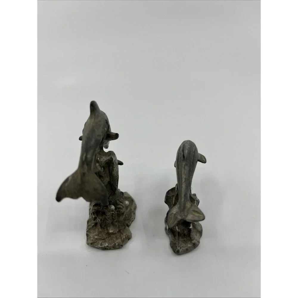 Pewter Dolphins Figurines Miniatures Sea Life Ocean Animals 2.5